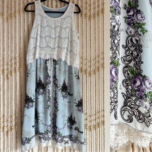 Axes Femme Blue White Lace Castle Coquette Kawaii Cinderella Floral Fairy Dress